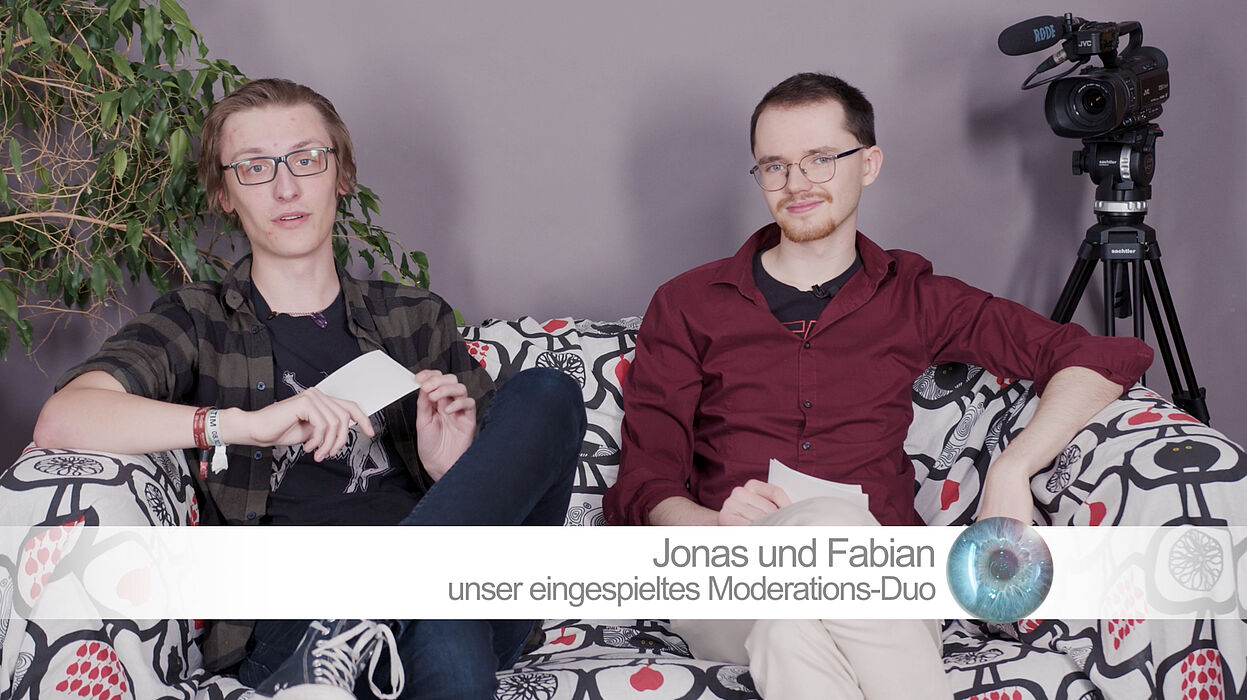 Blickfang-Moderatoren Jonas Mikolajczak & Fabian Simshäuser (von links) im IMT-Studio